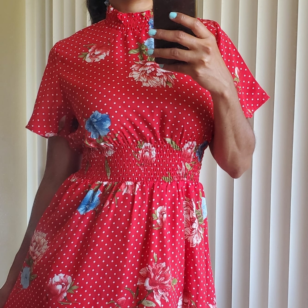 Red Floral Mini Dress